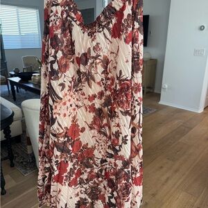 H&M Red and Cream Floral Maxi Skirt